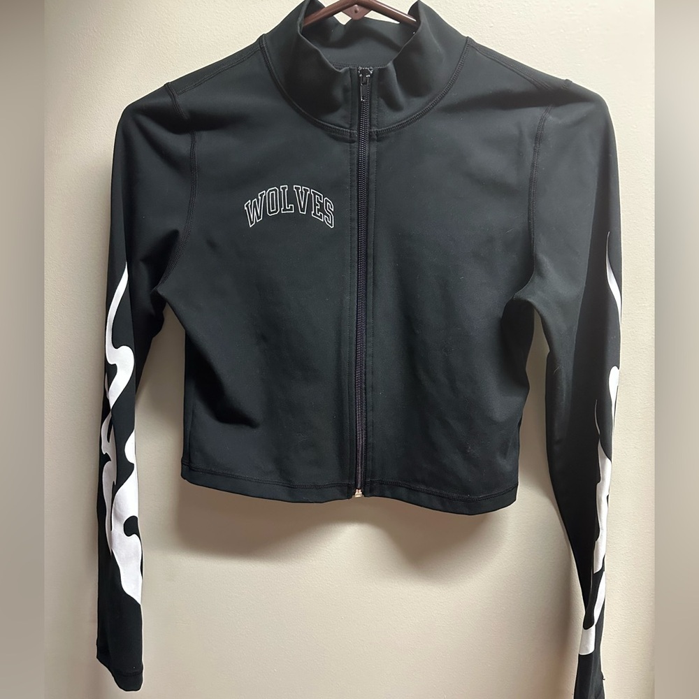 Darc Sport Black Zip-Up Jacket with White Flame Sleeves